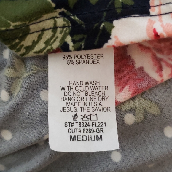 Navy Polka Dot & Floral Peplum Ruffled Top - Picture 4 of 4